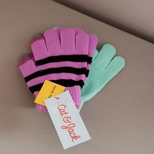 2 PAIRS - Cat & Jack Girls' Tech-touch Gloves (2 pack)